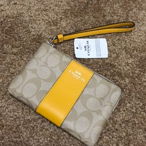 Coach Wristlet Light Khaki and Canary. NWT